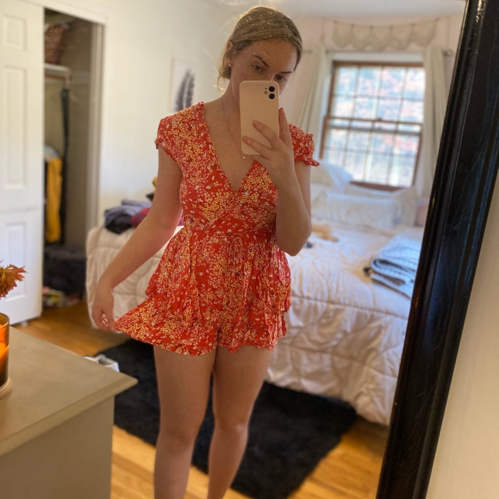 Red Floral Romper